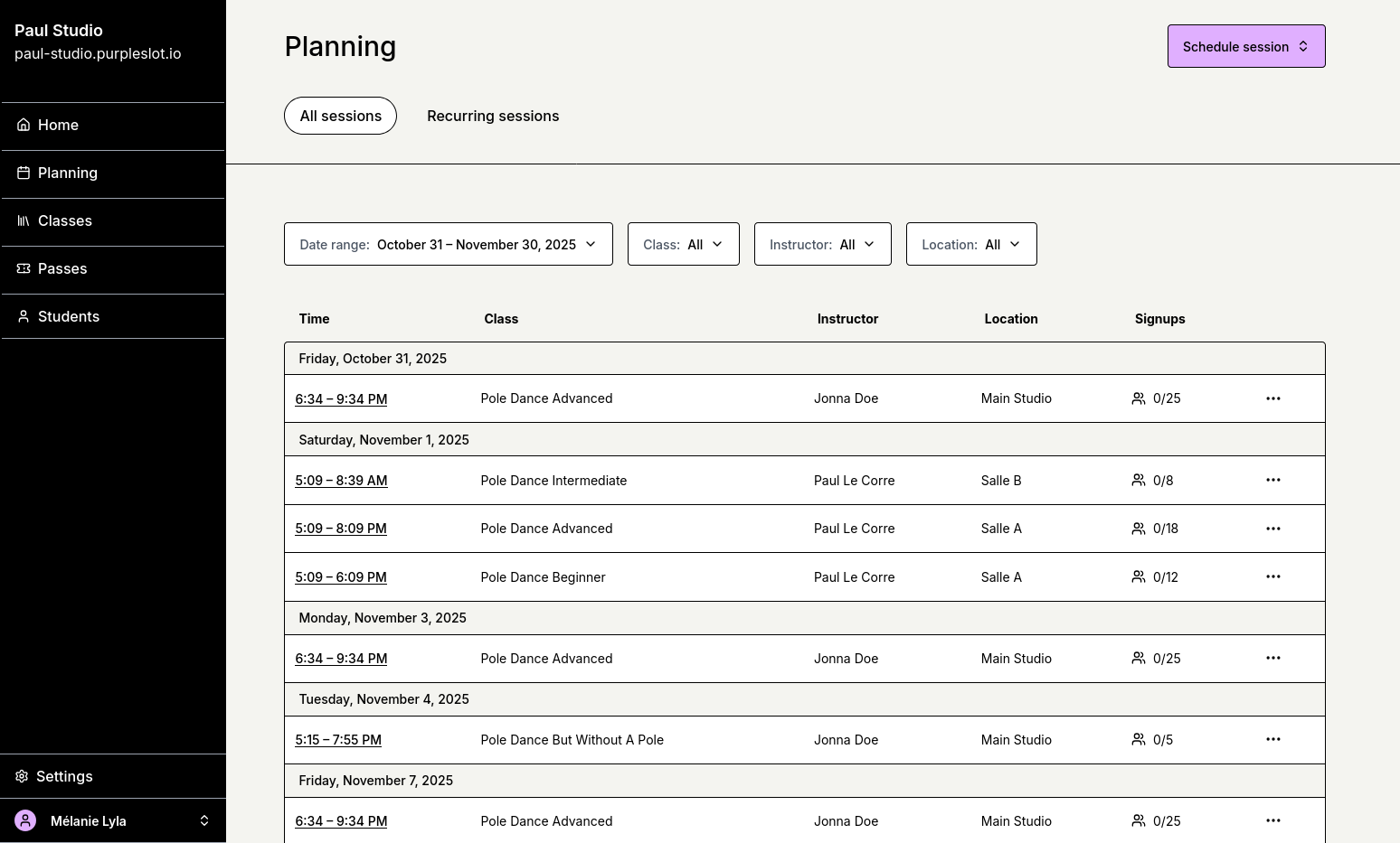 Preview of the Purple Slot interface